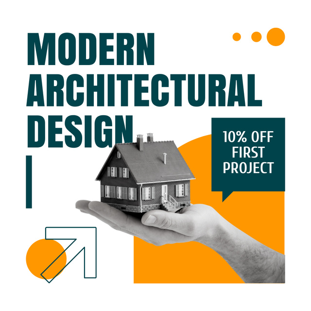 Szablon projektu Ad of Modern Architectural Design with Model of House LinkedIn post