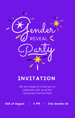 Gender Reveal Party in Purple Invitation 4.6x7.2in Design Template