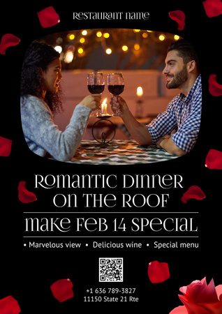 Couple on Romantic Valentine's Dinner Poster Design Template