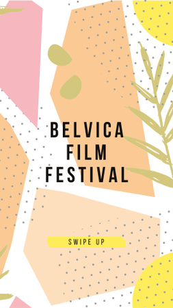 Anúncio do Festival de Cinema com Figuras Pastel Instagram Story Modelo de Design