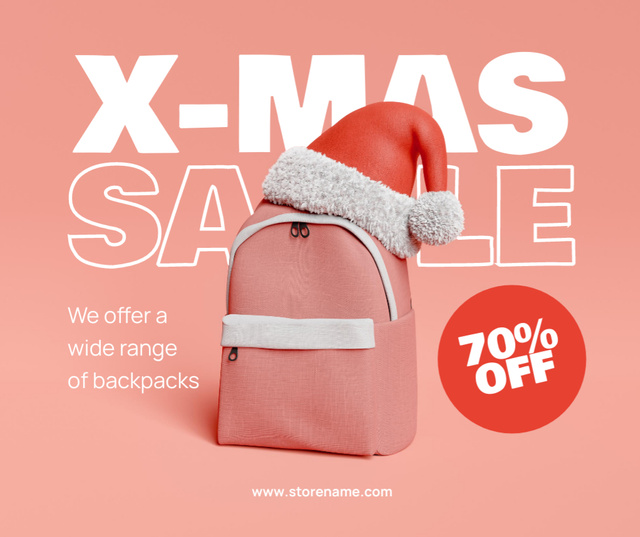 Christmas Sale of Backpacks Facebook Design Template