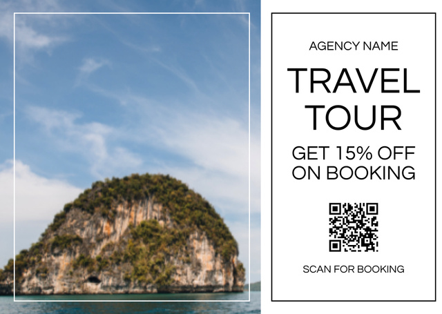 Tour Booking Discount Offer with Seascape Card Design Template
