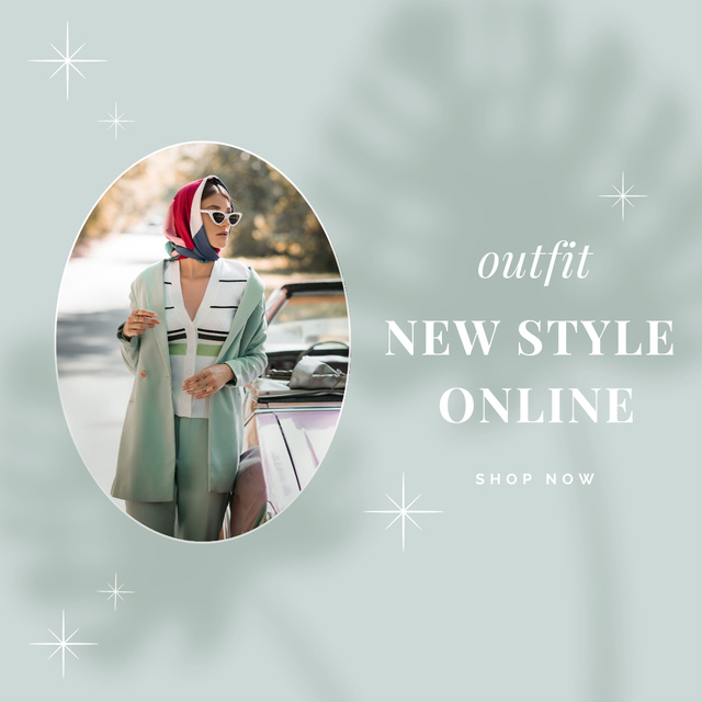 Fashion Ad with Stylish Woman non Grey Instagram AD Design Template
