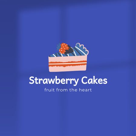 Plantilla de diseño de Bakery Ad with Yummy Strawberry Cake Logo 