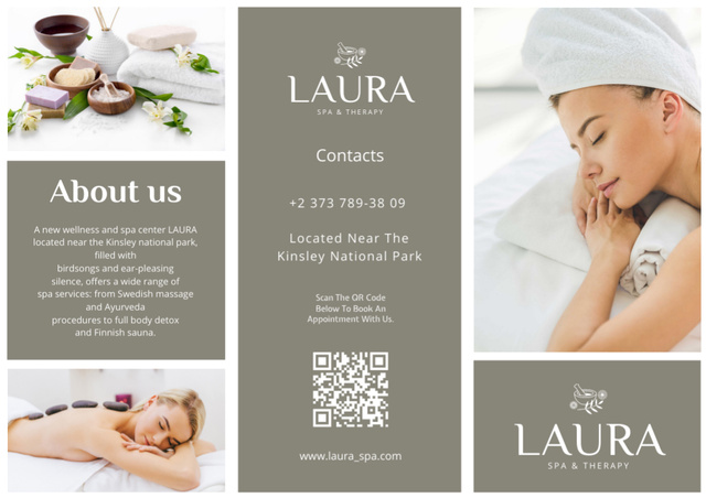 Spa Services Offer with Beautiful Woman Brochure Πρότυπο σχεδίασης