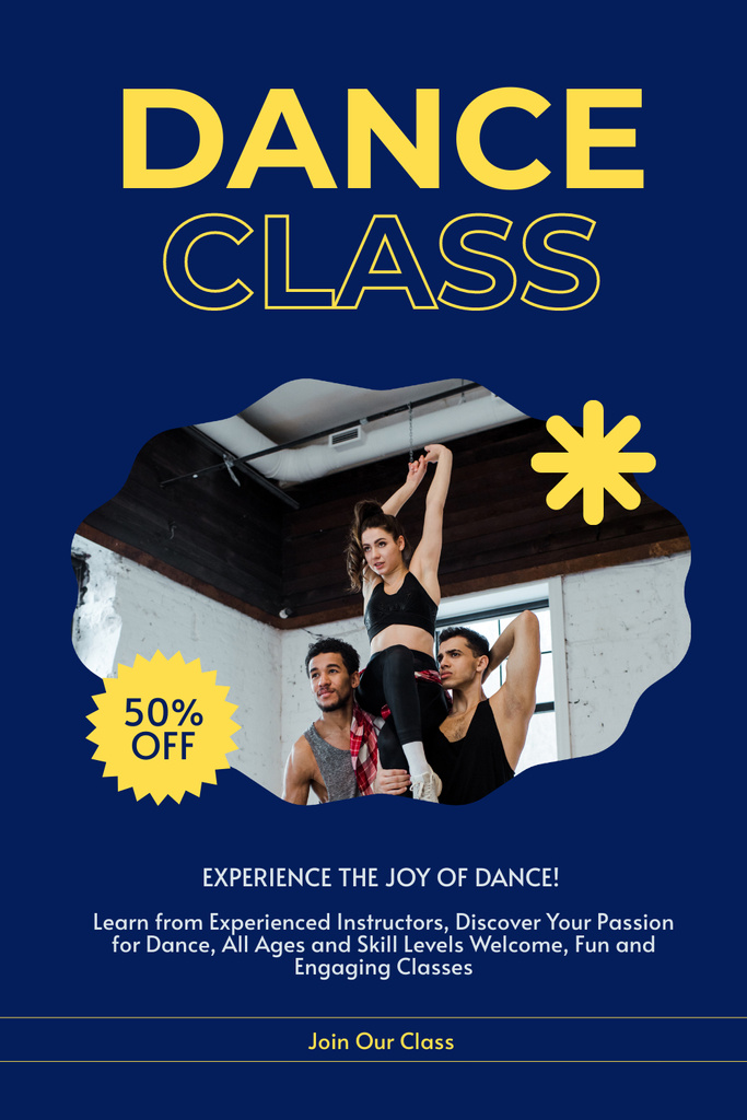 Ontwerpsjabloon van Pinterest van Young People training on Dance Class