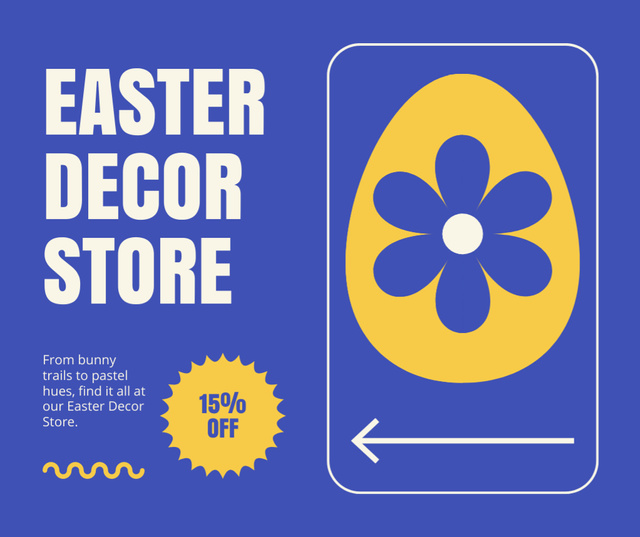 Easter Decor Store Offer of Discount Facebook tervezősablon