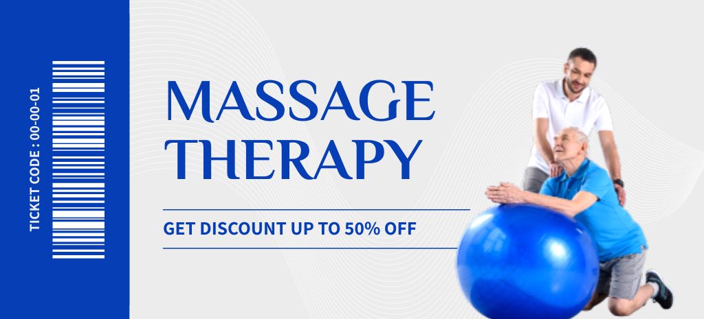 Sport Massage Therapy Offer with Discount Coupon 3.75x8.25in Tasarım Şablonu