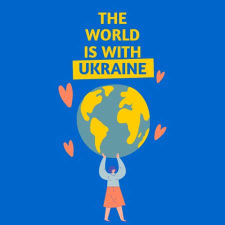 World is with Ukraine Logo tervezősablon