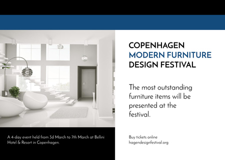 Modern Interior Festival Announcement Flyer A6 Horizontal Design Template