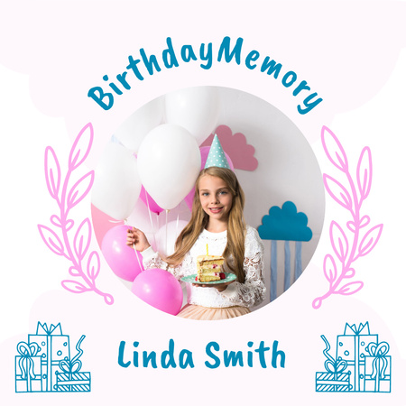 Ontwerpsjabloon van Photo Book van Herinneringen aan de verjaardagsviering van een klein meisje