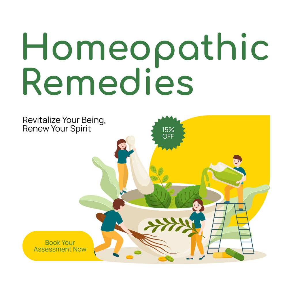 Homeopathic Remedies With Discount And Booking LinkedIn post Tasarım Şablonu