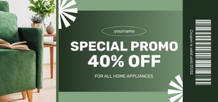 Home Appliances and Interior Items with Discount in Green Coupon Din Large Design Template
