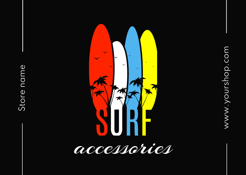 Template di design Surf Equipment Offer with Illustration of Surfboards Postcard