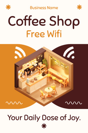 Best Coffee Shop With Slogan And Free Wi-Fi Pinterest Design Template