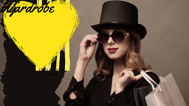 Fashion Blog Ad Woman in Sunglasses and Hat Full HD video Design Template