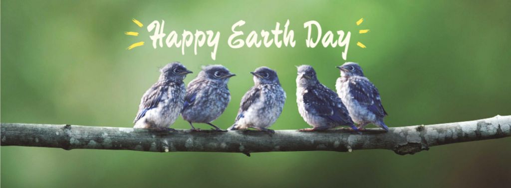 Earth Day Greeting with Birds on Branch Facebook cover Šablona návrhu