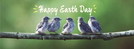 Earth Day Greeting with Birds on Branch Facebook cover Design Template