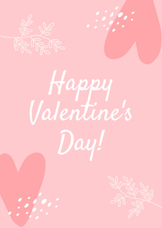 Simple Valentine's Day Greeting Pink Postcard A6 Vertical Tasarım Şablonu