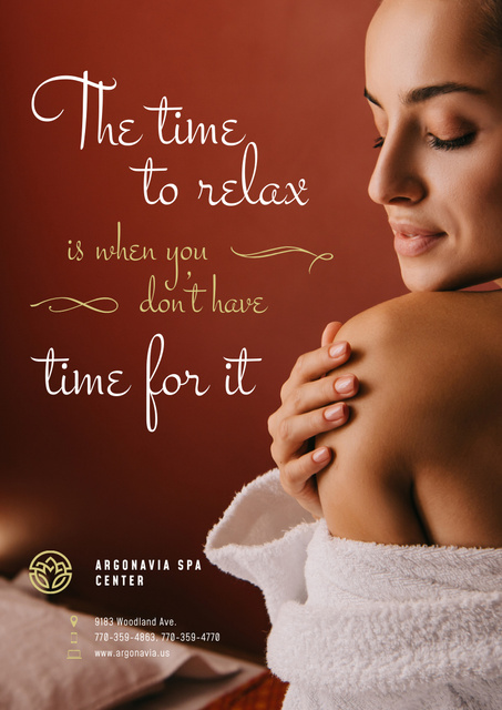Salon Ad with Woman Relaxing in Spa Poster A3 Design Template
