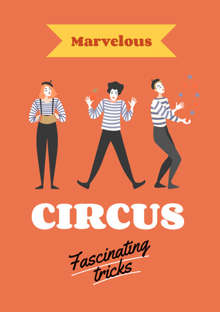 Circus Show Announcement with Funny Mime Poster Design Template