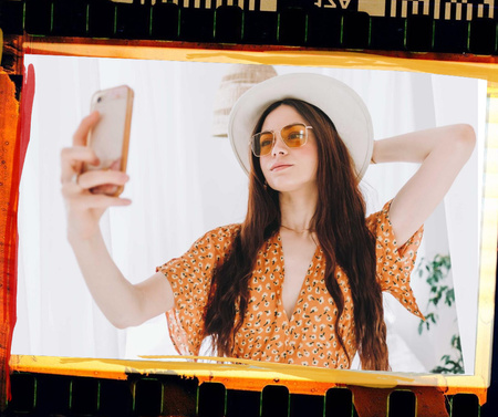 Stylish Girl taking selfie Facebook Modelo de Design