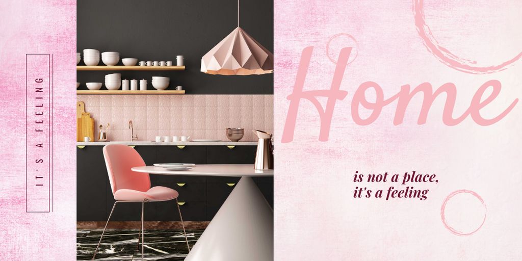 Inspirational Quote about Home with Modern Kitchen Image Design Template