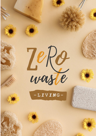 Zero Waste Concept with Eco Products Poster Design Template