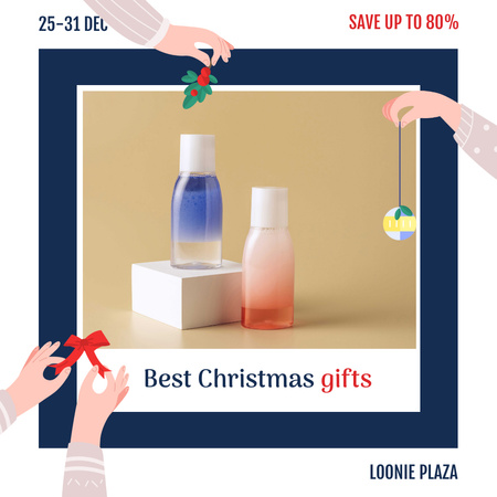 Frascos de produtos para a pele em promoção de Natal Instagram Modelo de Design
