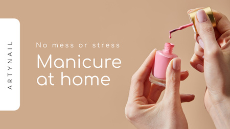 Manicure at Home Ad with Woman holding Nail Polish Youtube Thumbnailデザインテンプレート