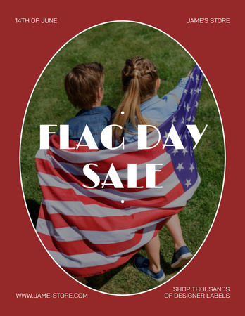 Flag Day Sale Announcement Poster 8.5x11in Design Template