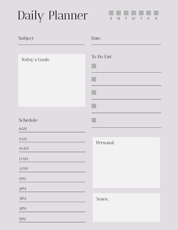 Daily Timetable in Grey Notepad 8.5x11in Design Template