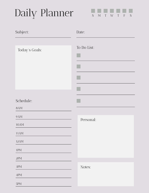 Daily Timetable in Grey Notepad 8.5x11in – шаблон для дизайна