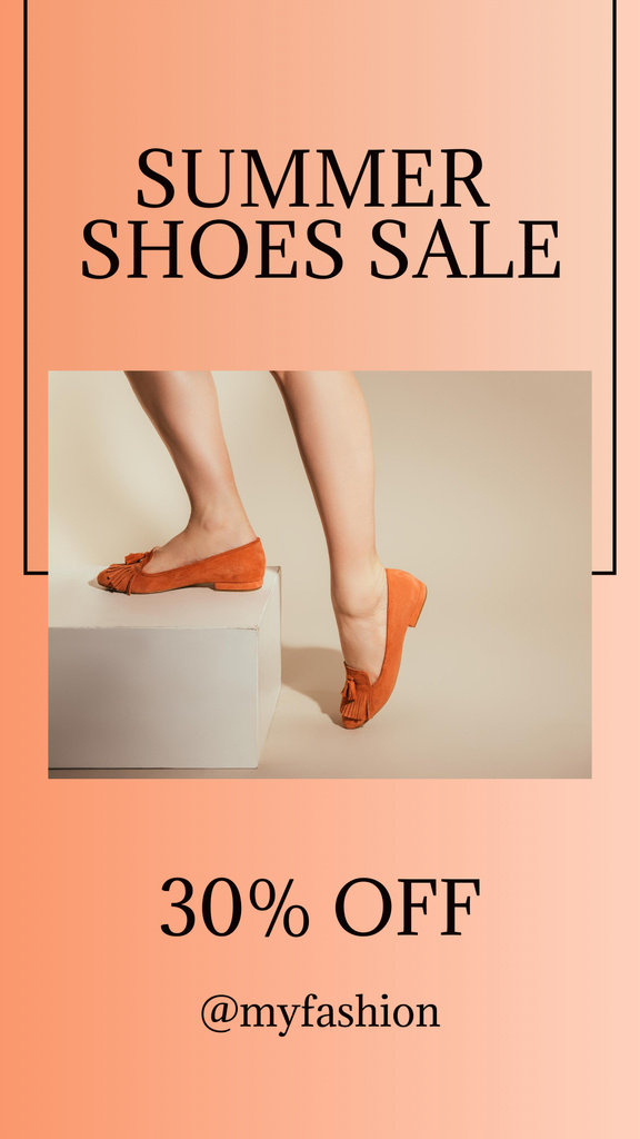 Summer Shoes Sale with Lady in Orange Footwear Instagram Story Πρότυπο σχεδίασης