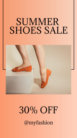 Summer Shoes Sale with Lady in Orange Footwear Instagram Story Design Template