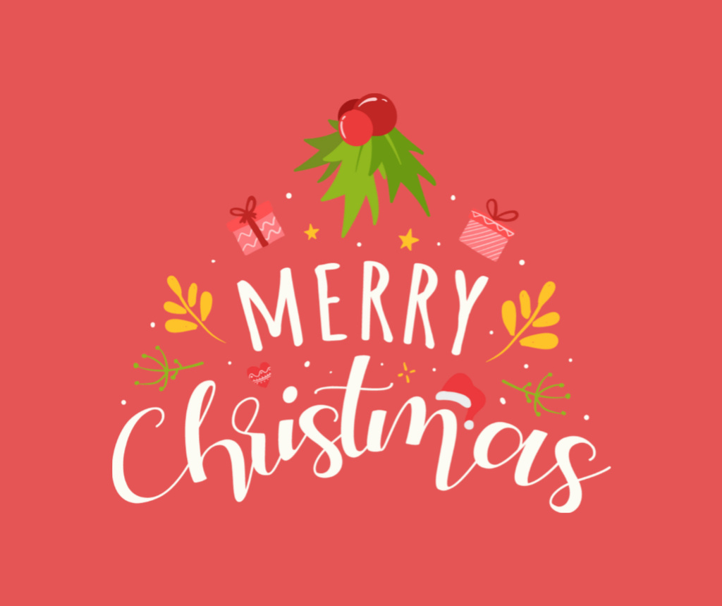 Christmas greeting illustrated Facebookデザインテンプレート