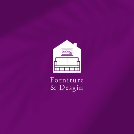 Stylish Furniture Store with House and Sofa Logo Tasarım Şablonu