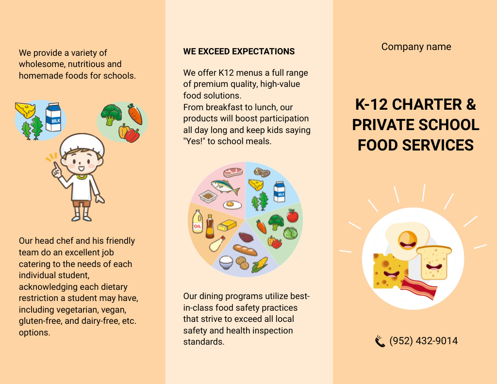 Gastronomic School Food Service Offer With Description Brochure 8.5x11in Z-fold – шаблон для дизайна