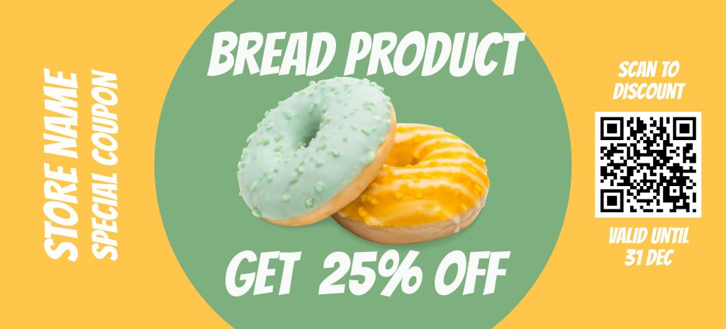 Grocery Store Discount for Donuts Coupon 3.75x8.25inデザインテンプレート