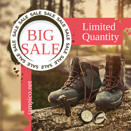 Hiking Gear Offer Boots in Wood Instagram Design Template