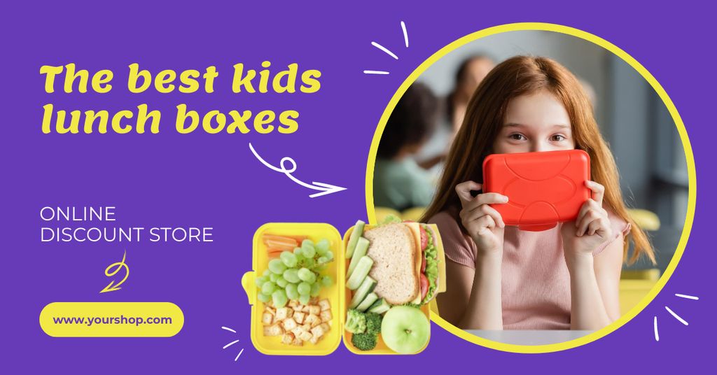 Delicious Lunch Boxes For Kids At Reduced Price Facebook AD Tasarım Şablonu