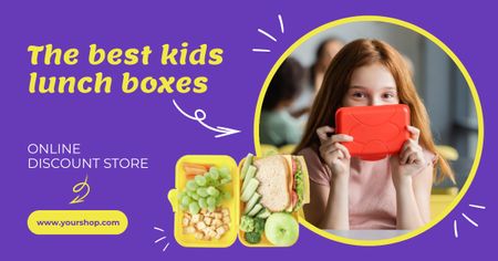 Template di design Deliziosi contenitori per il pranzo per bambini a prezzo ridotto Facebook AD