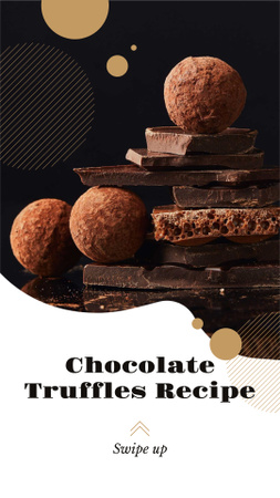 pedaços de chocolate doce escuro e trufas Instagram Story Modelo de Design