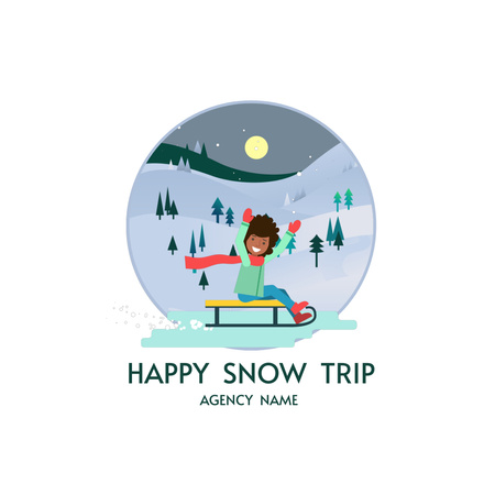冬の旅行とそり遊びのオファー Animated Logoデザインテンプレート