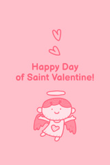 Saint Valentine's Day Greetings In Pink With Lovely Cupid
