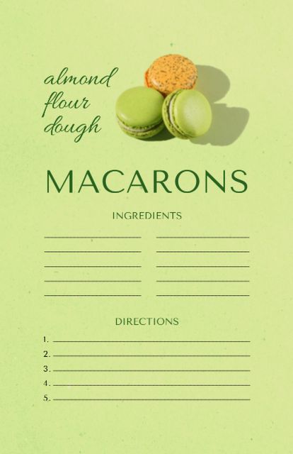 Yummy Macarons Cooking Steps Recipe Card Design Template