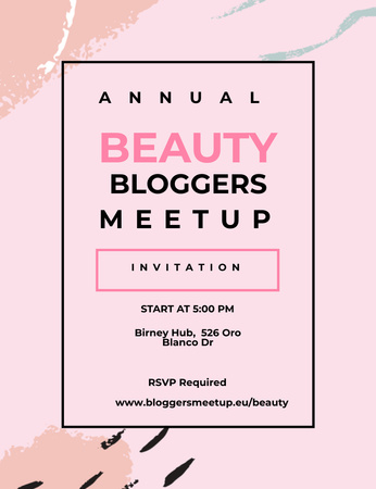Ontwerpsjabloon van Invitation 13.9x10.7cm van beauty blogger meetup op verfvlekken