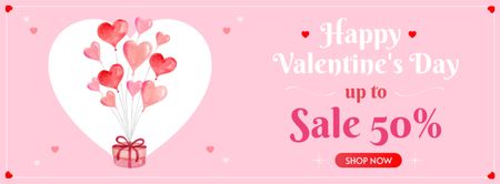 Valentine's Day Sale with Hearts Facebook cover Design Template