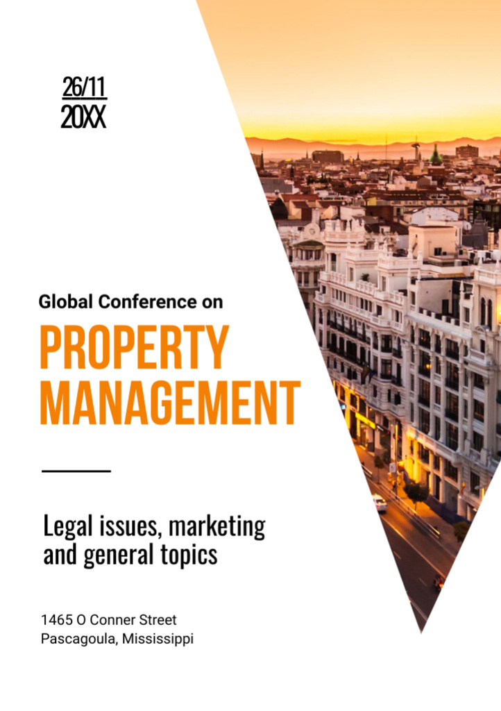 Property Management Conference with City Street View Flyer A7 Design Template