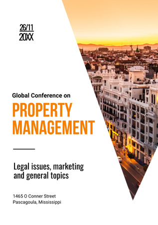 Property Management Conference with City Street View Flyer A7 Šablona návrhu